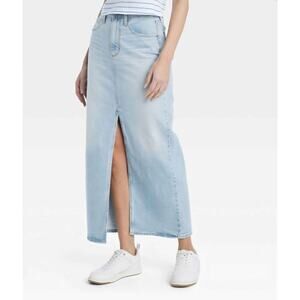 Universal Thread Light Wash Denim Maxi Skirt NWT Size 6 Blue Long A-Line